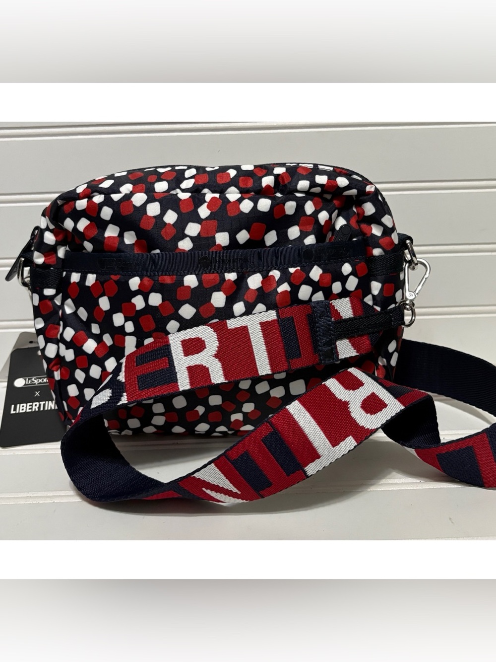 LeSportsac x Libertine Red Blue Speckle Deluxe Crossbody Camera Shoulder Bag NEW